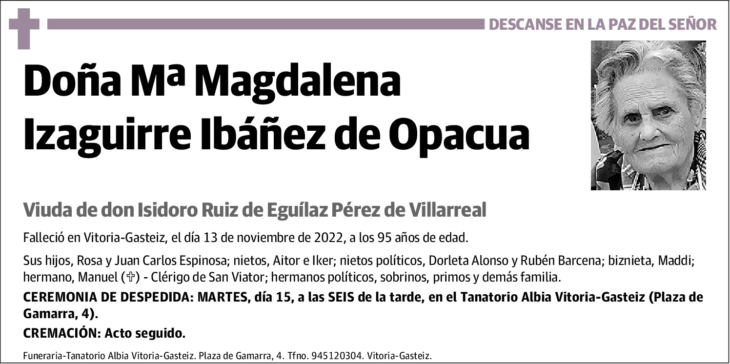 Mª Magdalena Izaguirre Ibáñez de Opacua