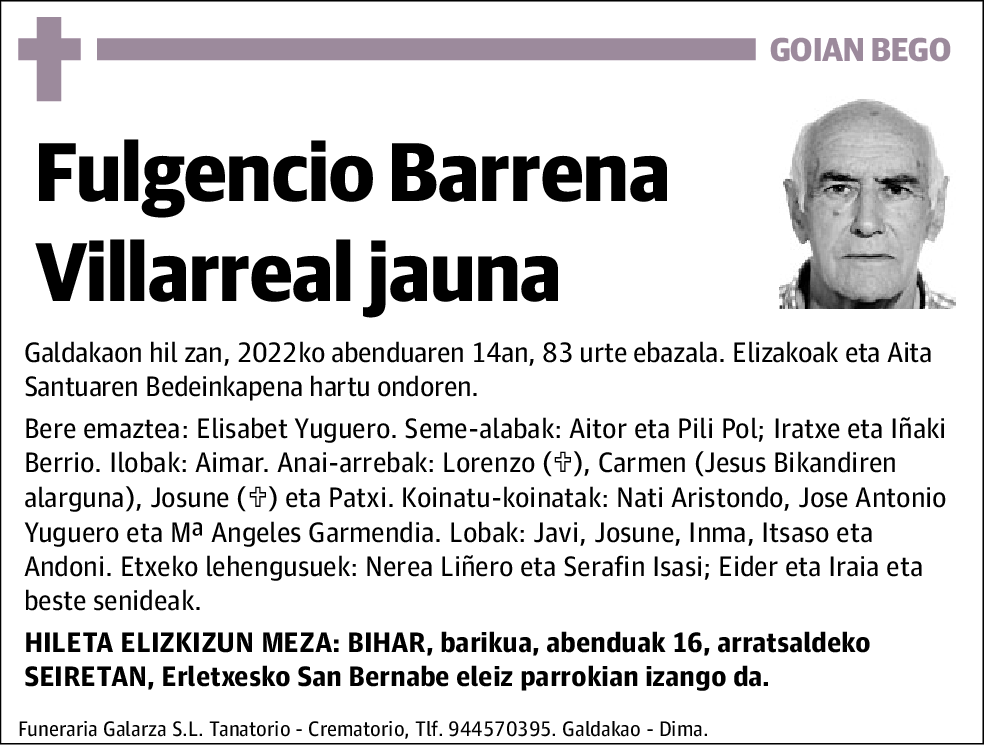 Fulgencio Barrena Villareal