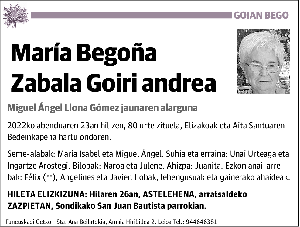 María Begoña Zabala Goiri