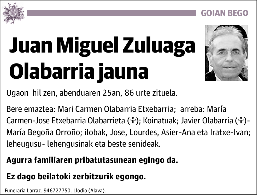 Juan Miguel Zuluaga Olabarria