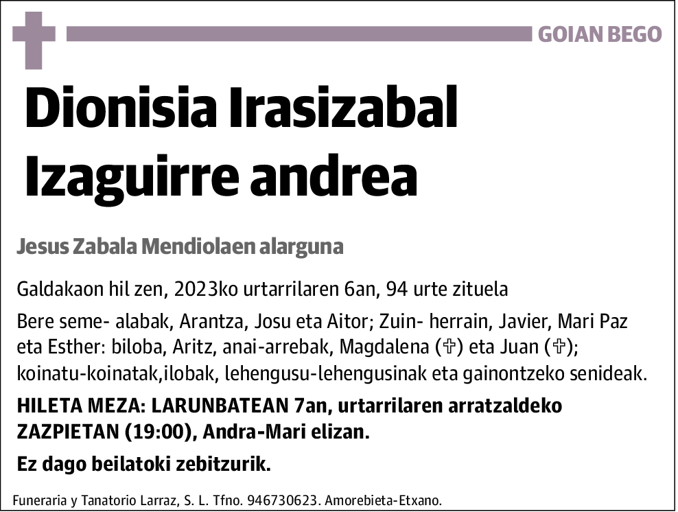 Dionisia Irasizabal Izaguirre