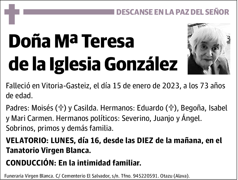 Mª Teresa de la Iglesia González