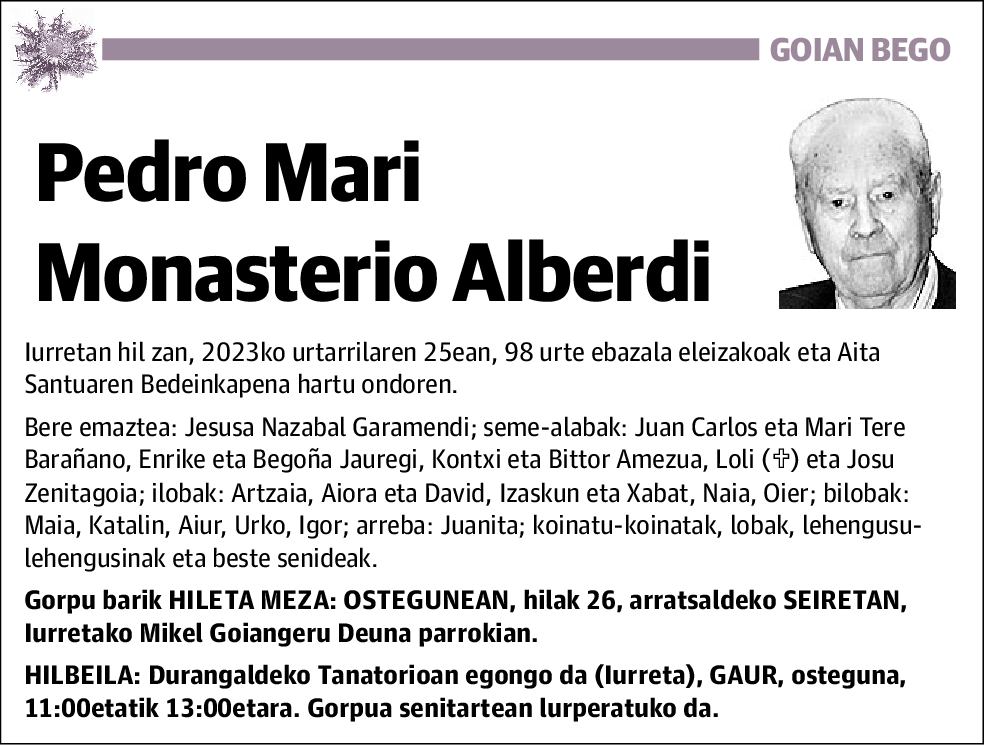 Pedro Mari Monasterio Alberdi
