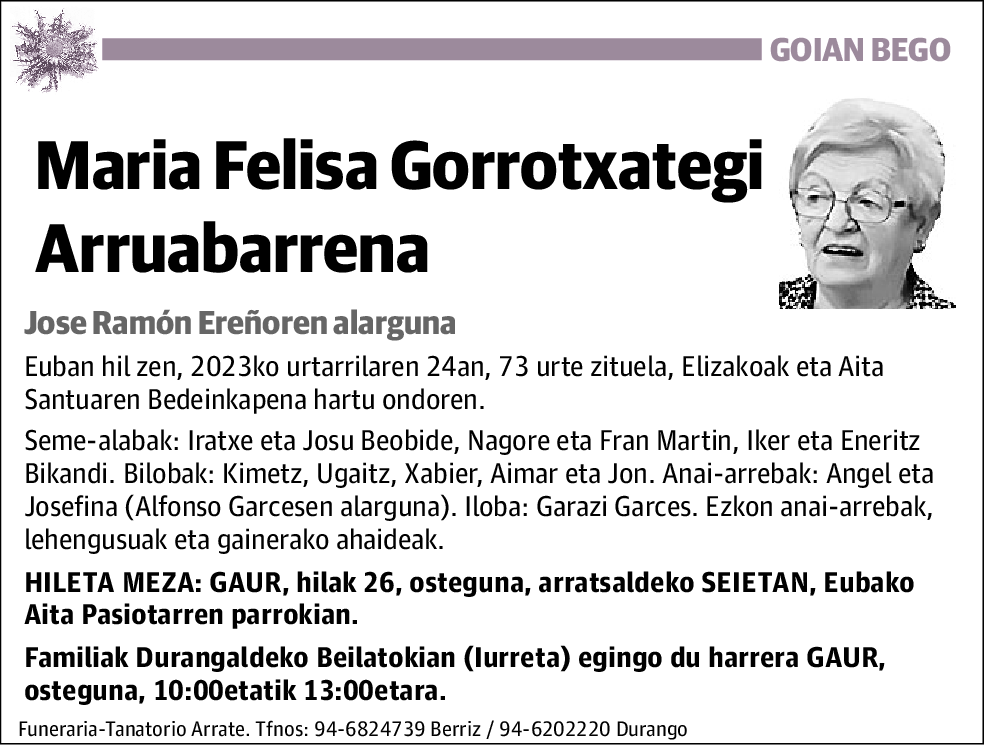 María Felisa Gorrotxategi Arruabarrena