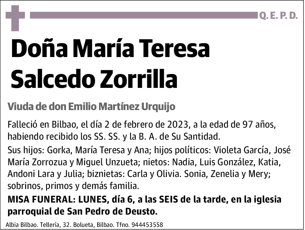 María Teresa Salcedo Zorrilla