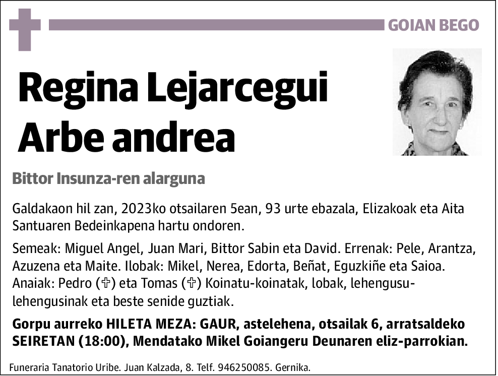 Regina Lejarcegui Arbe