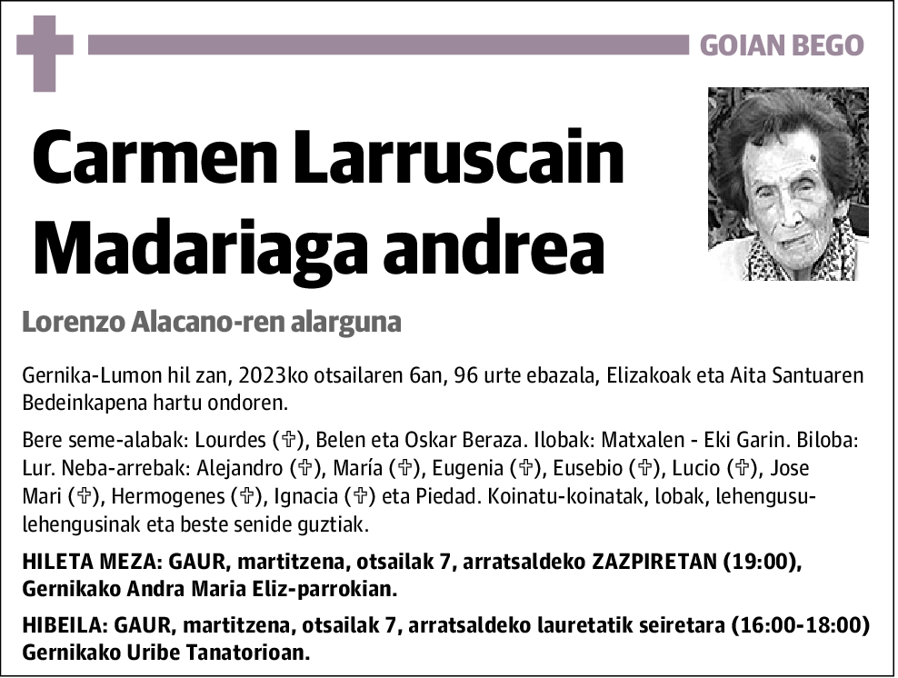 Carmen Larruscain Madariaga