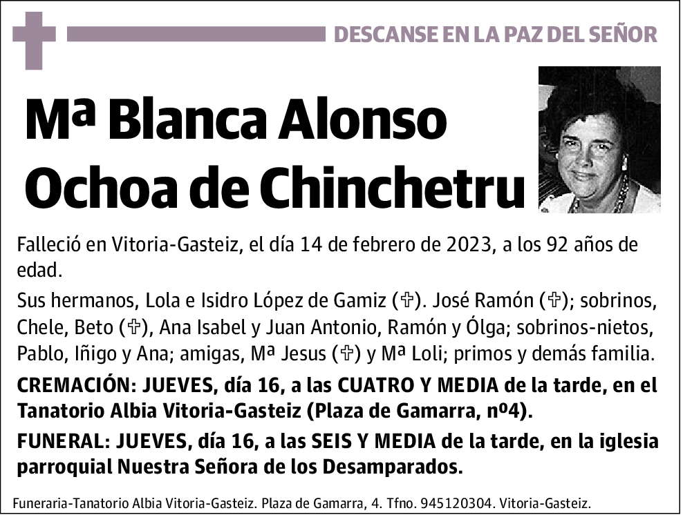 Mª Blanca Alonso Ochoa de Chinchetru