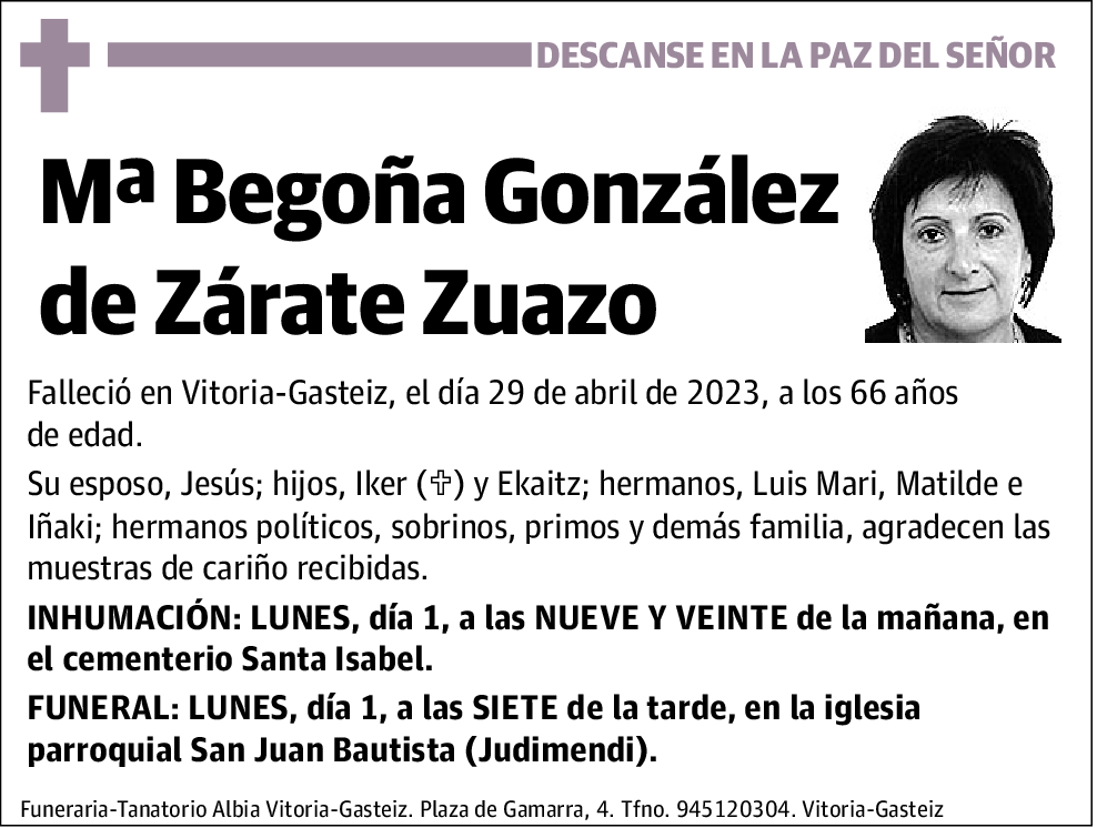 Mª Begoña González De Zárate Zuazo