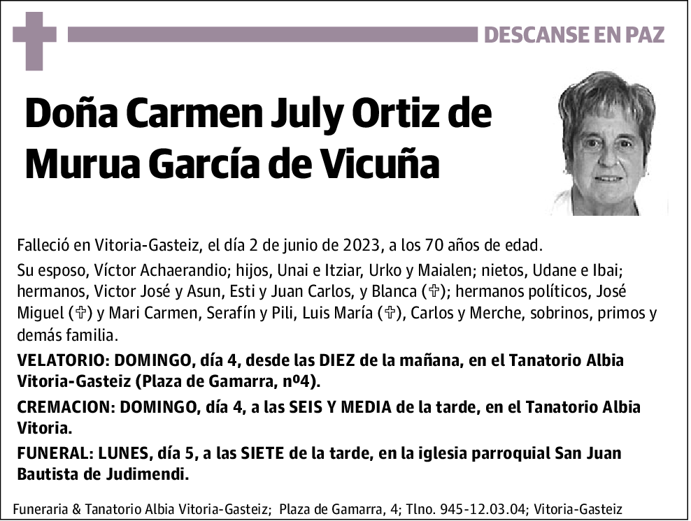 Carmen July Ortiz De Murua García De Vicuña