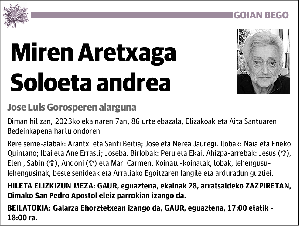 Miren Aretxaga Soloeta