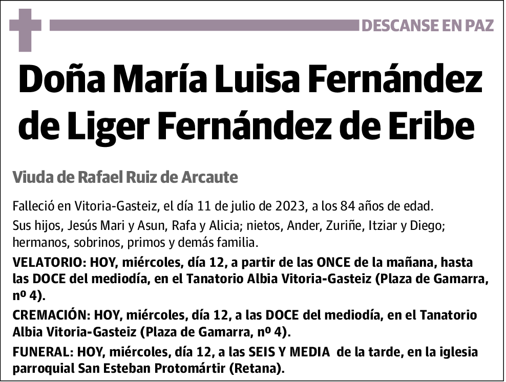 María Luisa Fernández de Liger Fernández De Eribe