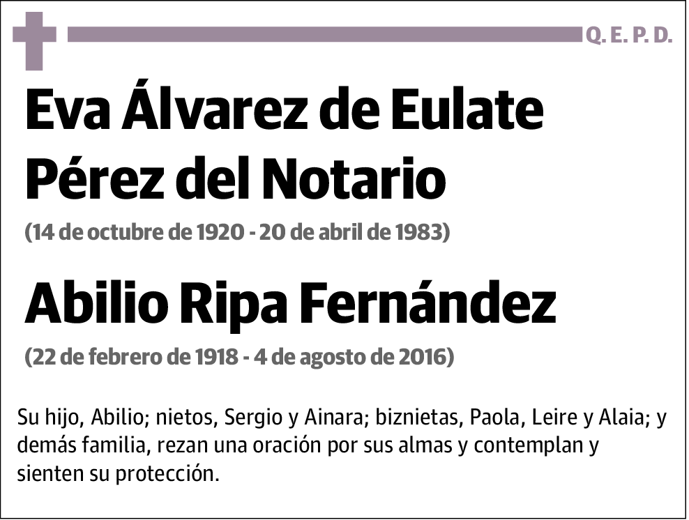 Eva Álvarez de Eulate Pérez del Notario y Abilio Ripa Fernández