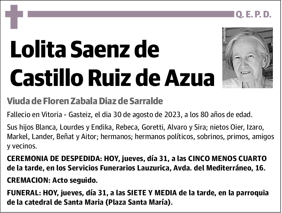 Lolita Saenz de Castillo Ruiz De Azua