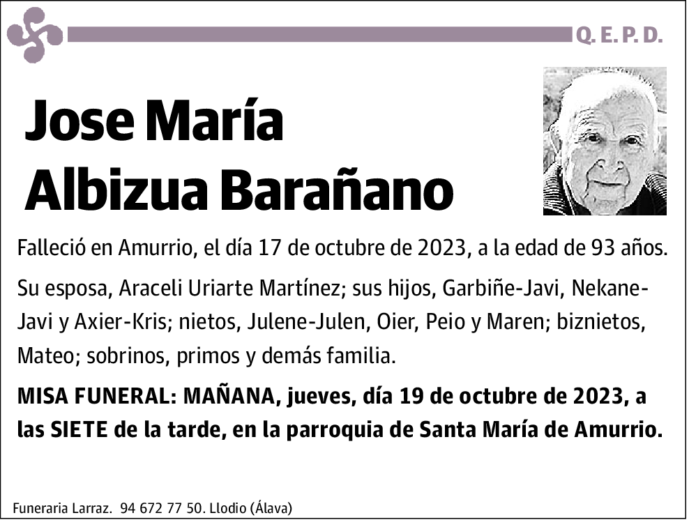Jose María Albizua Barañano