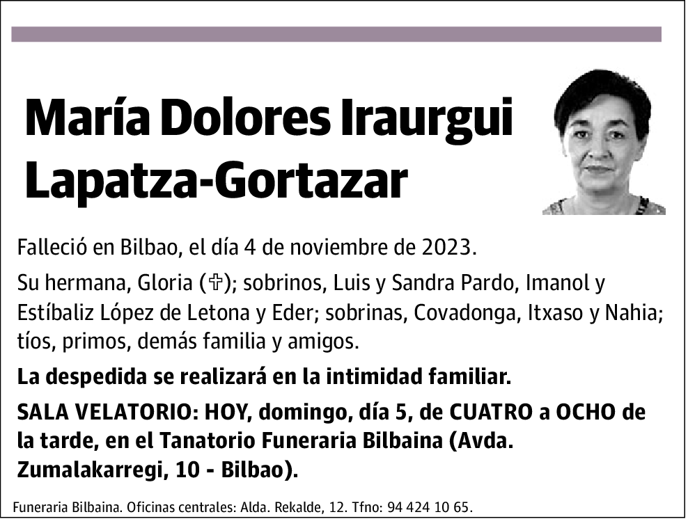 María Dolores Iraurgui Lapatza-Gortazar