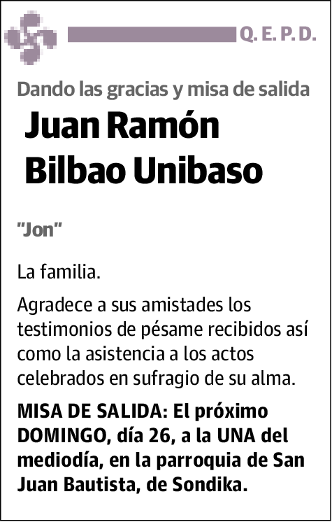 Juan Ramón Biilbao Unibaso