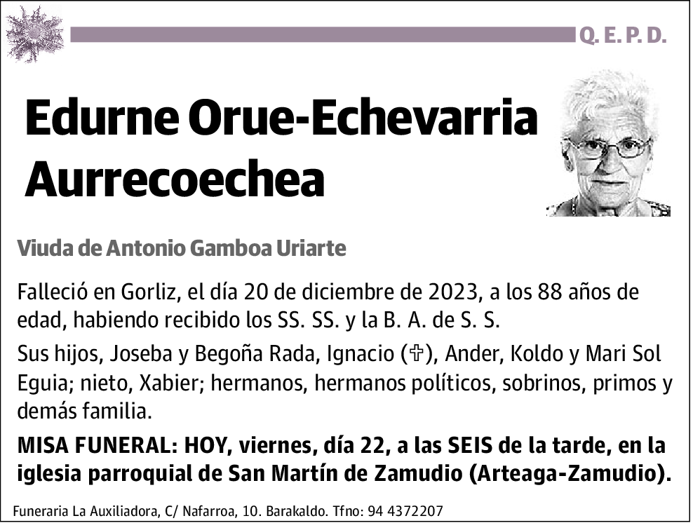 Edurne Orue-Echevarría Aurrecoechea