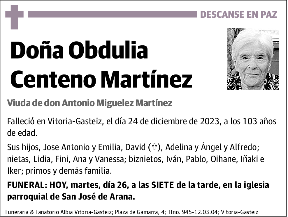 Obdulia Centeno Martínez