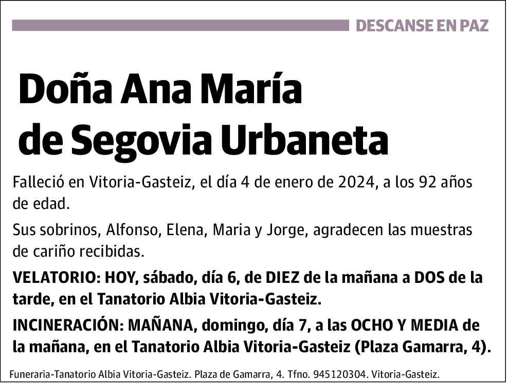 Ana María de Segovia Urbaneta
