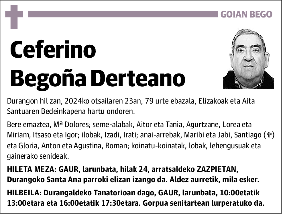 Ceferino Begoña Derteano