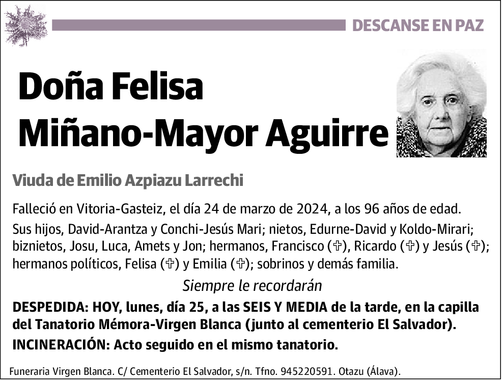 Felisa Miñano-Mayor Aguirre