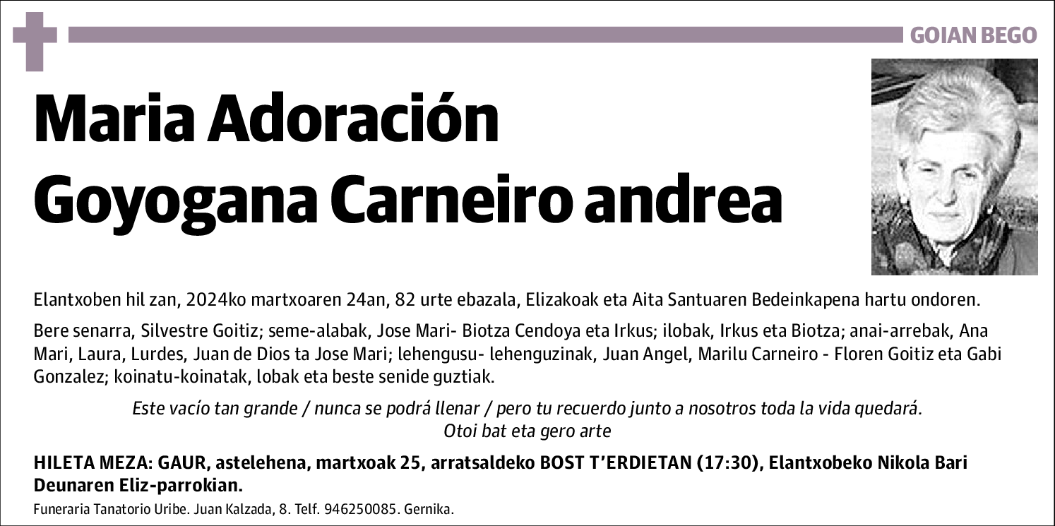 Maria Adoración Goyogana Carneiro