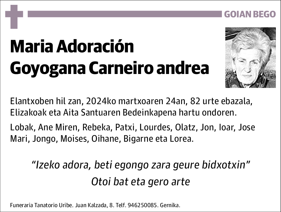 Maria Adoración Goyogana Carneiro