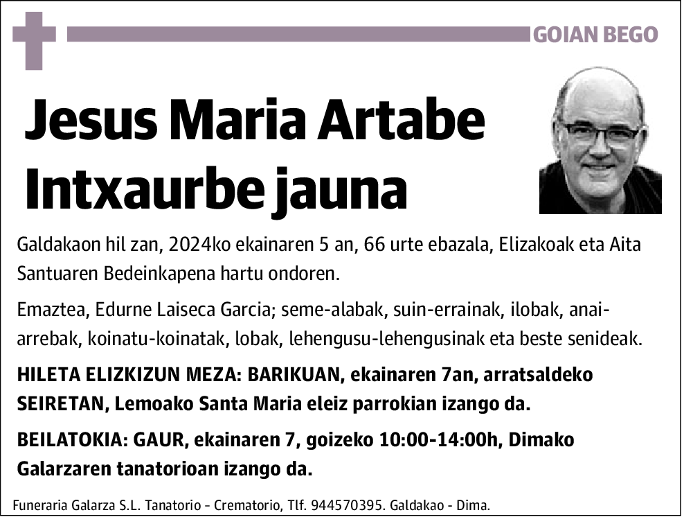 Jesus Maria Artabe Intxaurbe
