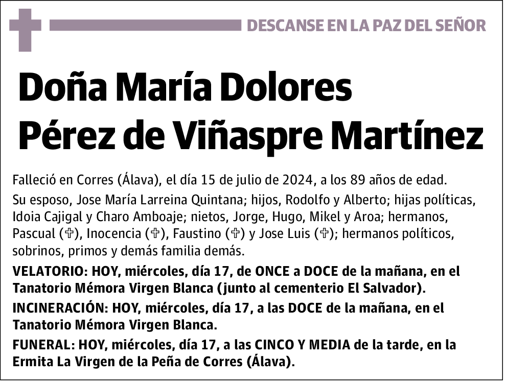 María Dolores Pérez de Viñaspre Martínez