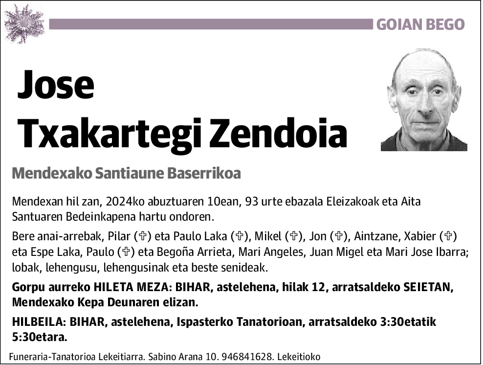Jose Txakartegi Zendoia