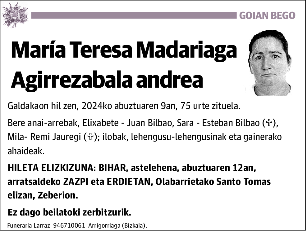 María Teresa Madariaga Agirrezabala