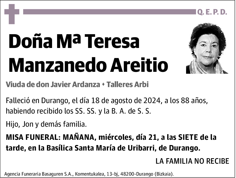 Mª Teresa Manzanedo Areitio