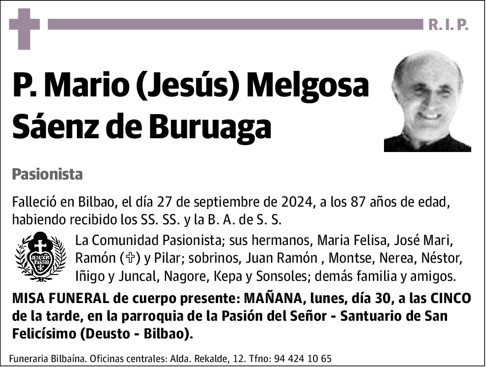 P. Mario (Jesús) Melgosa Sáenz De Buruaga