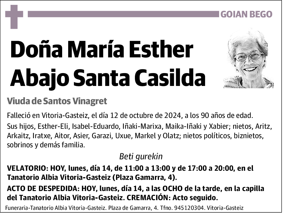 María Esther Abajo Santa Casilda