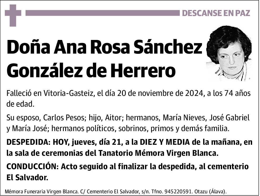 Doña Ana Rosa Sánchez González de Herrero