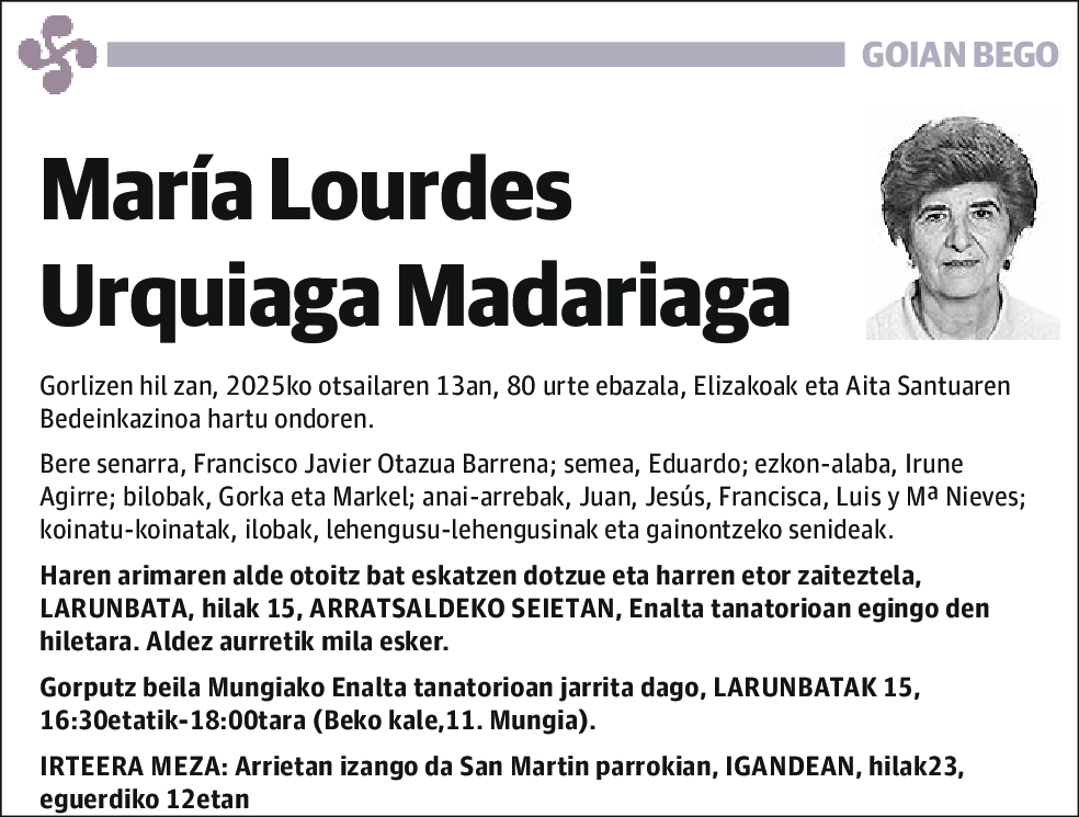Maria Lourdes Urquiaga Madariaga