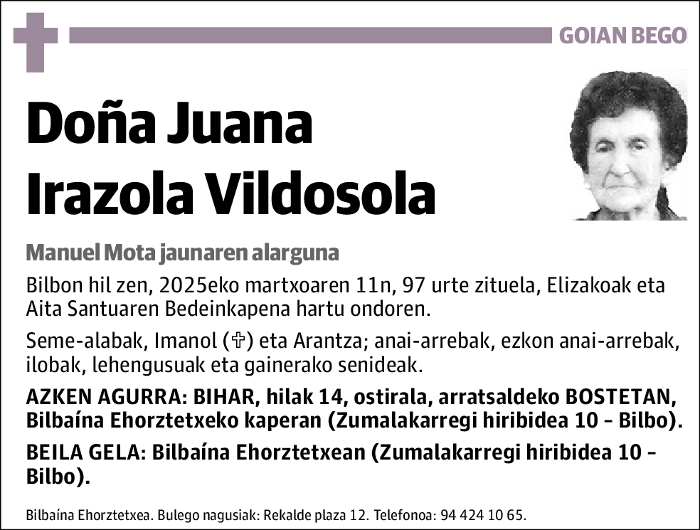 Juana Irazola Vildosola