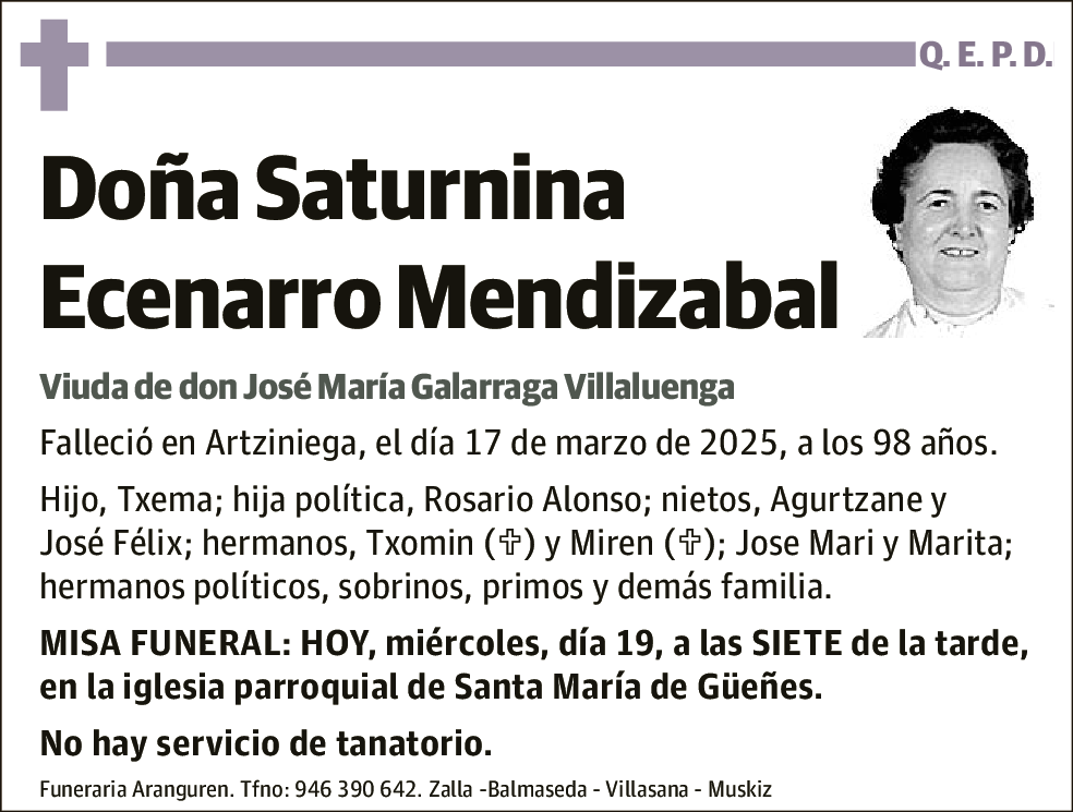 Saturnina Ecenarro Mendizabal
