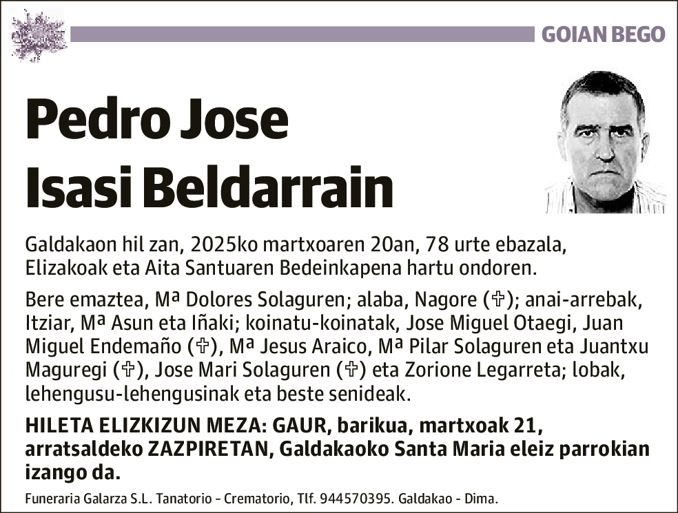 Pedro Jose Isasi Beldarrain