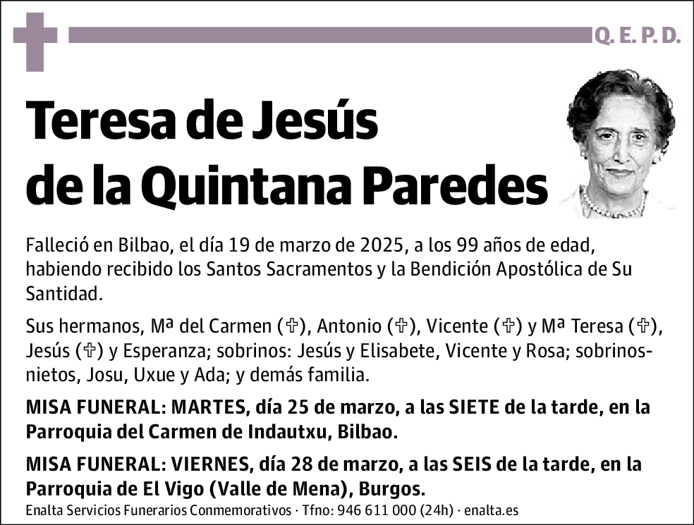 Teresa de Jesús de la Quintana Paredes