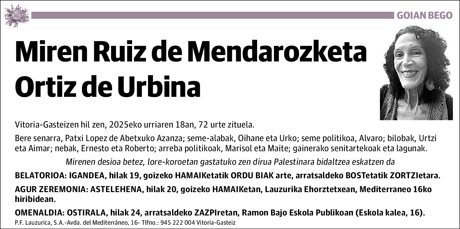 Miren Ruiz de Mendarozketa Ortiz de Urbina