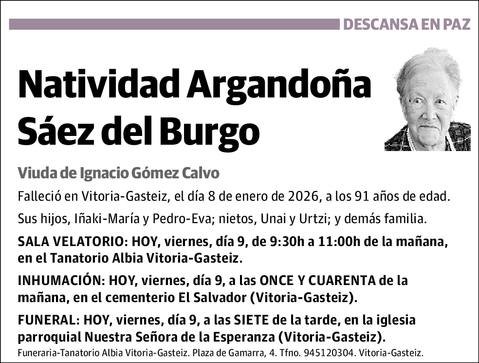 Natividad Argandoña Sáez del Burgo