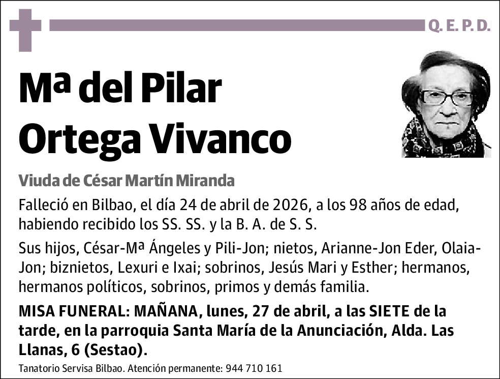 Mª Del Pilar Ortega Vivanco