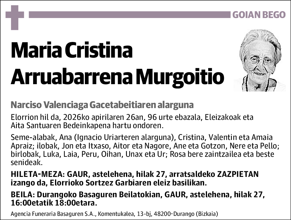 Maria Cristina Arruabarrena Murgoitio