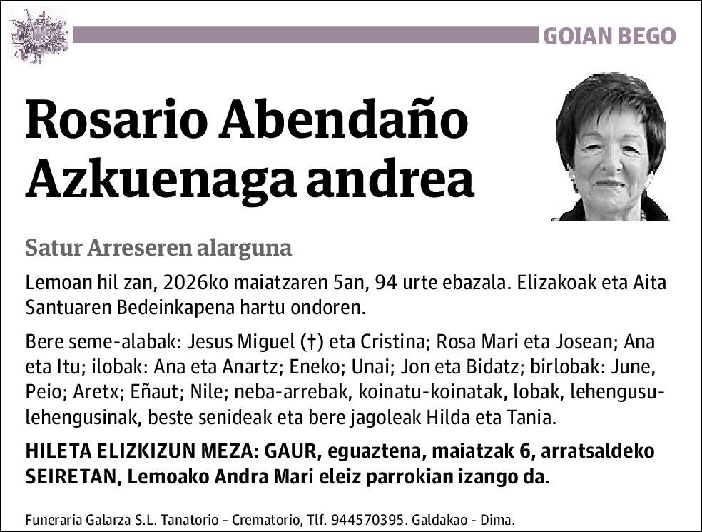 Maria Rosario Abendaño Azkuenaga