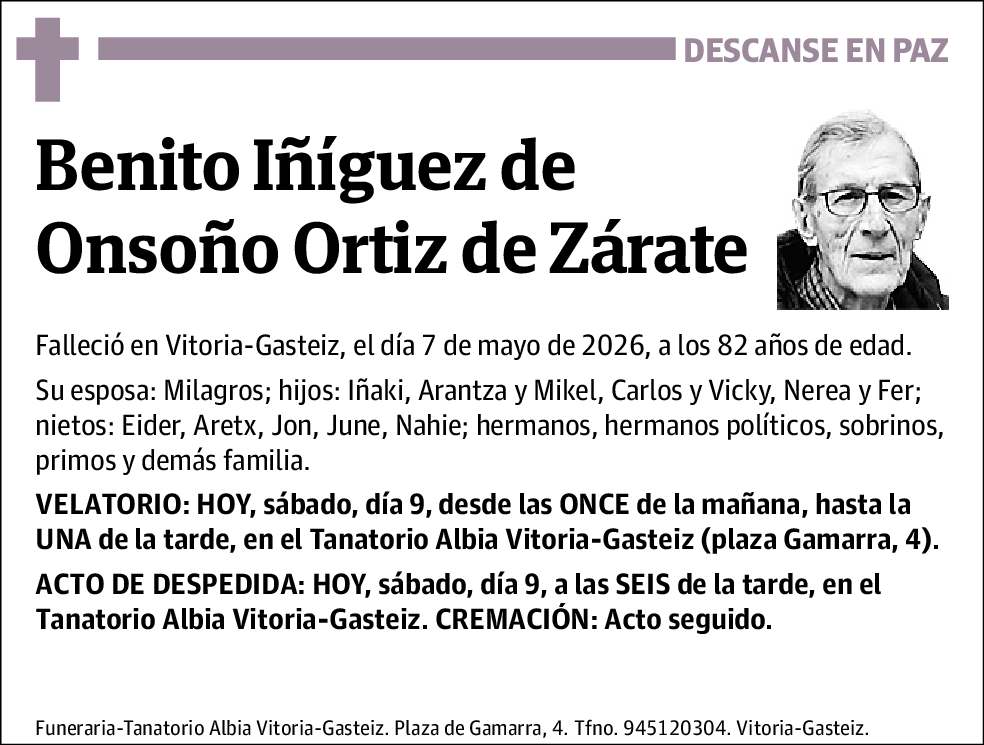 Benito Bonifacio Íñiguez de Onsoño Ortiz de Zárate