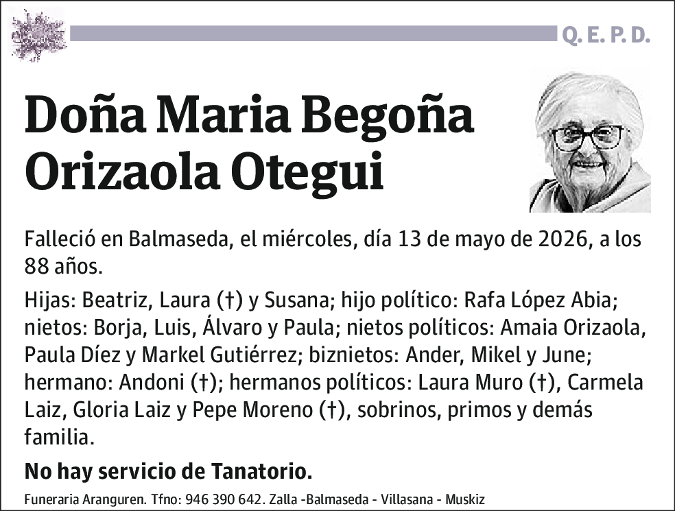María Begoña Orizaola Otegui