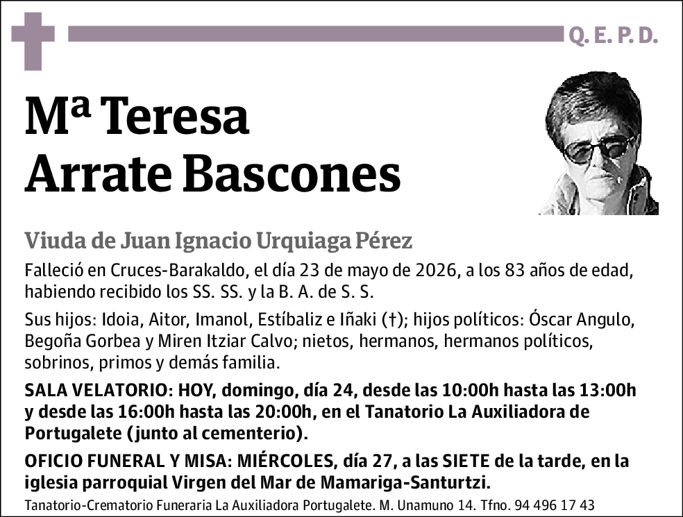 Mª Teresa Arrate Bascones