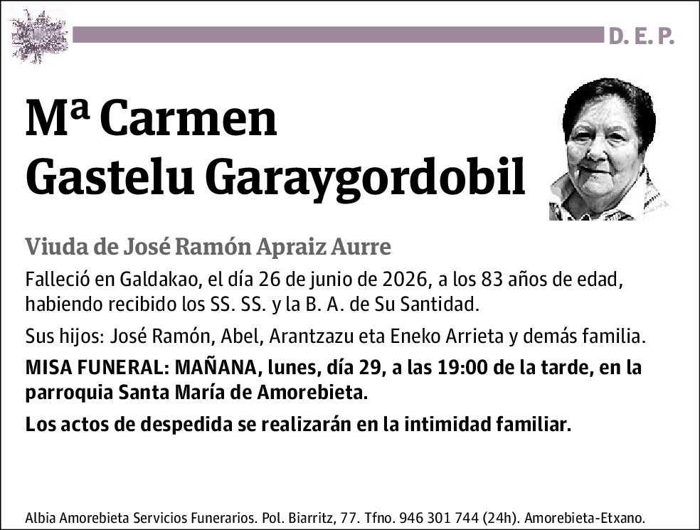 Mªcarmen Gastelu Garaygordobil